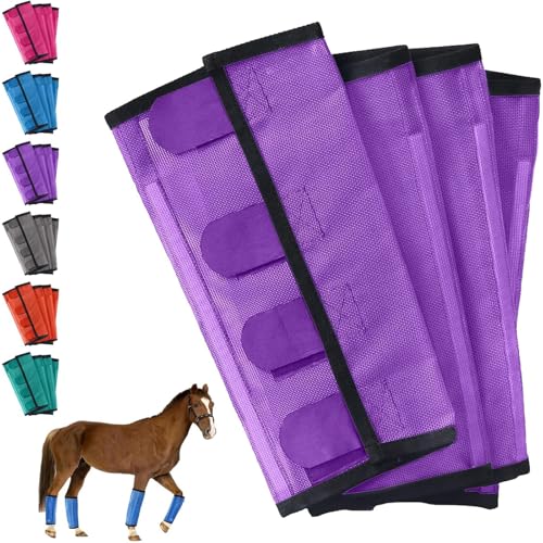 Breathable Mesh Horse Flyproof Leggings, Horse Fly Boots, Fly Boots for Horses Set of 4, Stay-On Comfortable Tear-Resistant Leg Guards for Adjustable and Universals (Purple) von TKNIBEEN