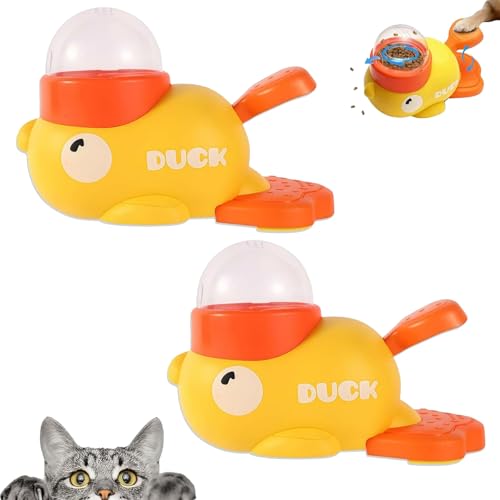 Cat Slot Machine Treat Dispenser, Cat Treat Slot Machine, Interactive Duck Frenchie Toy, Duck Dog Treat Dispenser, for Dogs & Cats, Interactive Slow Feeder Toys (2pcs) von TKNIBEEN