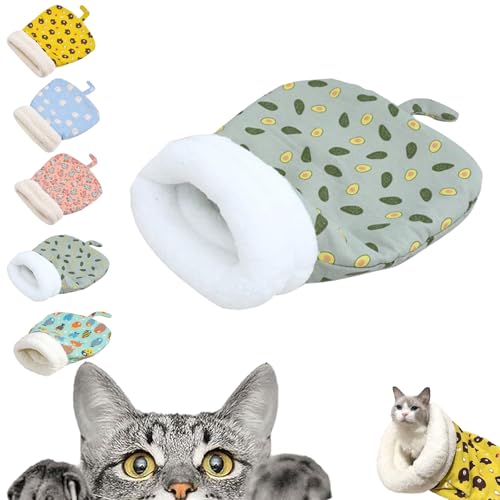 Cozy Pet Nest for Cats and Dogs, Cat Sleeping Bag for Indoor Cats, Cozy Pet Nest for Small Cats and Dogs, 360°wrap Soft Plush Comfortable Cat Bed (Avocado, 14 * 18inch) von TKNIBEEN