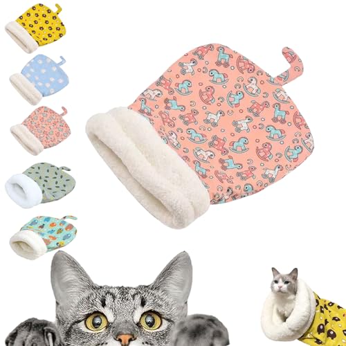 Cozy Pet Nest for Cats and Dogs, Cat Sleeping Bag for Indoor Cats, Cozy Pet Nest for Small Cats and Dogs, 360°wrap Soft Plush Comfortable Cat Bed (Pink Pony, 18 * 22inch) von TKNIBEEN
