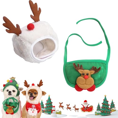 Sofenthiss Adorable Christmas Tree Pom-Pom Hat, Christmas Tree Hat for Pets, Dog Christmas Hat, Cat Christmas Hat, for Small Dogs Cats Pet Santa Gifts (C, M) von TKNIBEEN