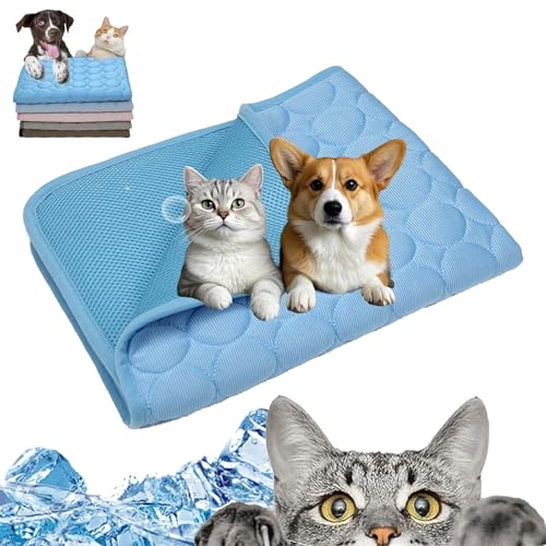 TKNIBEEN Kittra Cooling Mat for Cats, Cat Cooling Mat, Dog Cooling Mat, 3 Layer System Instant Cool Non Slip Kittra Pad, Cool and Healthy Cooling Bed for Cats, for Cats/Dogs (Blue, XS(15.7 * 11.8in)) von TKNIBEEN