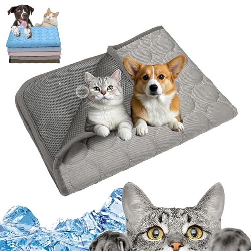 TKNIBEEN Kittra Cooling Mat for Cats, Cat Cooling Mat, Dog Cooling Mat, 3 Layer System Instant Cool Non Slip Kittra Pad, Cool and Healthy Cooling Bed for Cats, for Cats/Dogs (Gray, M(25 * 20in)) von TKNIBEEN