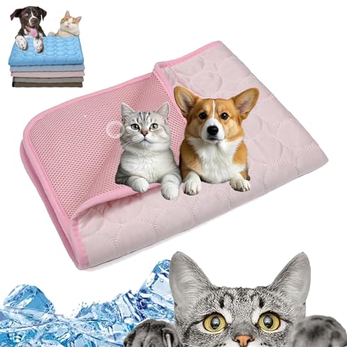 TKNIBEEN Kittra Cooling Mat for Cats, Cat Cooling Mat, Dog Cooling Mat, 3 Layer System Instant Cool Non Slip Kittra Pad, Cool and Healthy Cooling Bed for Cats, for Cats/Dogs (Pink, M(25 * 20in)) von TKNIBEEN