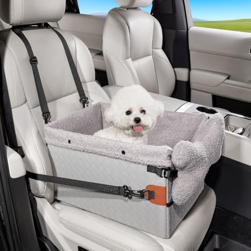 TKYZ Hunde-Autositze für kleine, mittelgroße Hunde, PU-Leder, faltbare Autositze für Welpen und Katzen (grau, kleiner Hund) von TKYZ