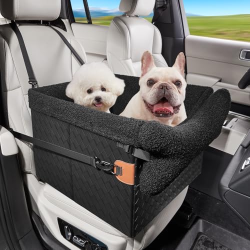 TKYZ Hunde-Autositze für kleine, mittelgroße Hunde, PU-Leder, faltbare Autositze für Welpen und Katzen (schwarz, mittelgroße Hunde) von TKYZ