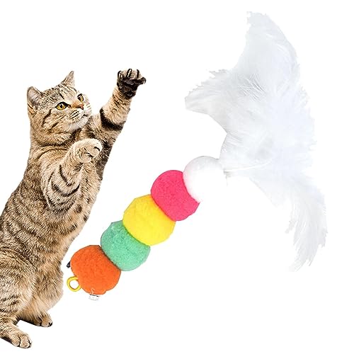 TLM Toys Ersatz-Katzenspielzeug Feder - Tragbarer interaktiver Katzenspielzeug-Stick, Nachfüllungen für Kauspielzeug | Wiederverwendbares Katzenspielzeugzubehör mit Glocke, multifunktionaler von TLM Toys