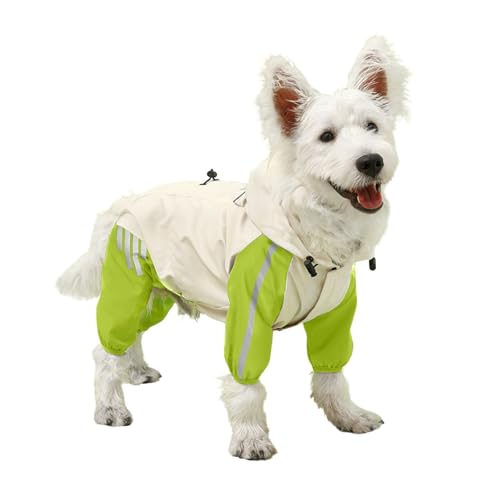 Hunde-Regenmantel, vollständig abdeckender Regenmantel mit Traktionslöchern, leichter, wasserdichter, winddichter Hundemantel mit reflektierenden Streifen, Haustier-Regenbekleidungs-Poncho-Jacke for k von TLTLT