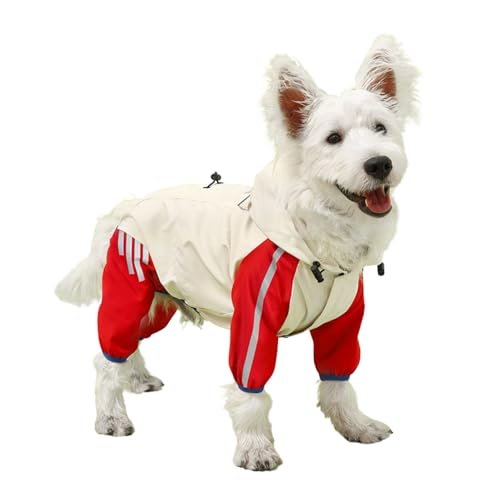 Hunde-Regenmantel, vollständig abdeckender Regenmantel mit Traktionslöchern, leichter, wasserdichter, winddichter Hundemantel mit reflektierenden Streifen, Haustier-Regenbekleidungs-Poncho-Jacke for k von TLTLT