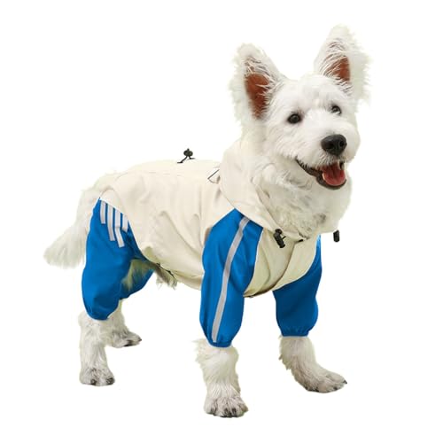 Hunde-Regenmantel, vollständig abdeckender Regenmantel mit Traktionslöchern, leichter, wasserdichter, winddichter Hundemantel mit reflektierenden Streifen, Haustier-Regenbekleidungs-Poncho-Jacke for k von TLTLT