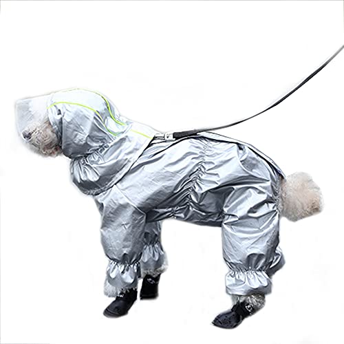 Hunderegenmäntel, Hunderegenjacke mit vollständiger Abdeckung und Kapuze, vierbeiniger Overall, wasserdichter Haustierponcho, abnehmbare Kappe, Hunderegenmäntel for kleine und mittelgroße Hunde (M: Li von TLTLT
