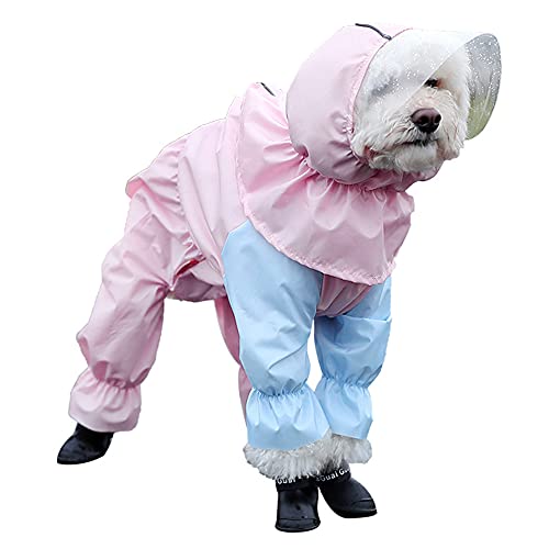 Hunderegenmäntel, Hunderegenjacke mit vollständiger Abdeckung und Kapuze, vierbeiniger Overall, wasserdichter Haustierponcho, abnehmbare Kappe, Hunderegenmäntel for kleine und mittelgroße Hunde (M: Li von TLTLT