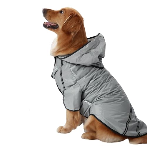Hunderegenmantel, Hunderegenmantel mit Kapuze, leichte, wasserdichte Haustierregenbekleidung mit Traktionsloch und reflektierenden Streifen, Haustier-Poncho-Slicker-Manteljacke for Katzenwelpen, klein von TLTLT