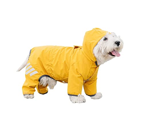 Hunderegenmantel, wasserdichter Hundemantel mit All-Cover-Design, leichte Regenkleidung for Haustiere, Hunderegenponcho mit reflektierendem Streifen und Loch for das Zugseil for Welpen, kleine und mit von TLTLT