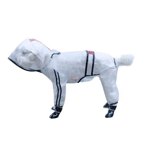 Hunderegenmantel mit Leinenloch,vollständig abdeckender wasserdichter Hoodie mit reflektierendem Streifen, glatter, durchsichtiger Hunderegenmantel,transparente Jacke for kleine, mittelgroße und große von TLTLT