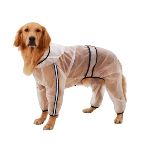 Hunderegenmantel mit Leinenloch,vollständig abdeckender wasserdichter Hoodie mit reflektierendem Streifen, glatter, durchsichtiger Hunderegenmantel,transparente Jacke for kleine, mittelgroße und große von TLTLT