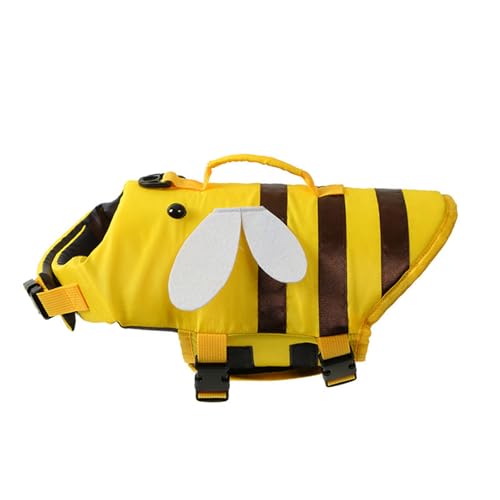 Hundeschwimmweste, verstellbar, Sicherheits-Schwimmweste, Haustier-Rettungsring mit Griff, for Schwimmen, Surfen, Bootfahren for kleine Hunde, Welpen und große Hunde (L, gelbe Biene)(Yellow Bee,L) von TLTLT