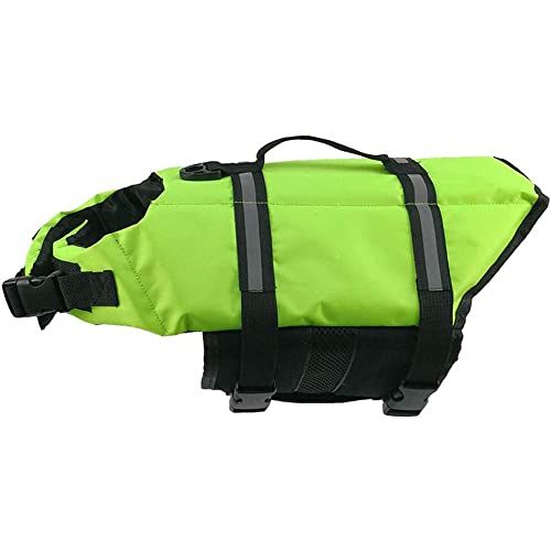 Hundeschwimmweste, verstellbar, Sicherheits-Schwimmweste, Haustier-Rettungsweste mit Griff for Schwimmen, Surfen, Bootfahren for kleine Hunde, Welpen und große Hunde (M, Grün)(Green,XXL) von TLTLT