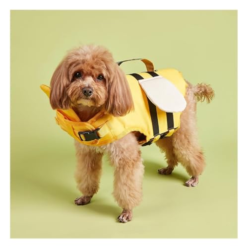 Hundeschwimmweste, verstellbar, Sicherheits-Schwimmweste, Haustier-Rettungsweste mit Griff for Schwimmen, Surfen, Bootfahren for kleine Hunde, Welpen und große Hunde (XL, gelbe Biene)(Yellow Bee,L) von TLTLT