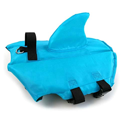 Hundeschwimmweste mit Haifischflosse, verstellbare Schwimmweste for Bulldoggen und mittelgroße Hunde – Sicherheitsweste for den Sommerurlaub am Meer, im Pool, am Strand (M, Orange)(Blue,S) von TLTLT