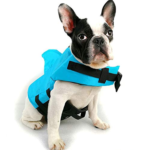 Hundeschwimmweste mit Haifischflosse, verstellbare Schwimmweste for Bulldoggen und mittelgroße Hunde – Sicherheitsweste for den Sommerurlaub am Meer, im Pool, am Strand (M, Orange)(Blue,XS) von TLTLT