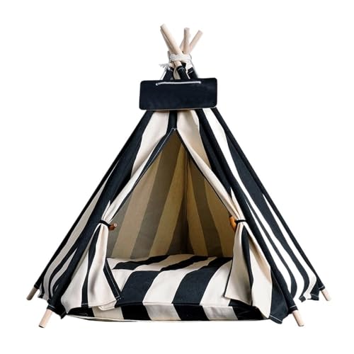 TMAOZW Haustierzelt, Hundebett, tragbar, abnehmbar, waschbar, Tipi, geeignet for Haustiere, die Sich im Freien ausruhen und entspannen(Black and White,L - 5 Corner Tent) von TMAOZW