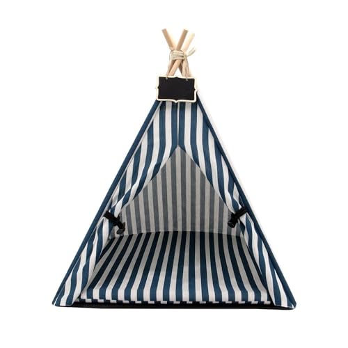 Katzenzelt, Nest, Welpen-/Katzen-Schlafbett, Matte, abnehmbares Tipi-Haus for den Innenbereich, mit dicker Kissentürplatte, geeignet for Haustiere, die sich im Freien ausruhen und entspannen(Blue) von TMAOZW