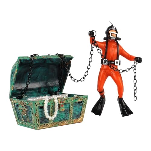Luftpumpe Aquarium Dekoriert Schatzsuche Frogman Aquarium Landschaft Geeignet for Fisch Tank Ornament Dekoration Landschaftsgestaltung Dekorative(Orange) von TMAOZW