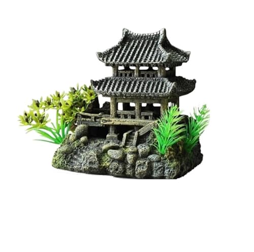 Ornamente Landschaftsbau Simulation Steingarten Dekoration Kunstharz Steingarten Aquarium Stein Moos Fisch Leben Aquarium Zubehör(15X10X15cm) von TMAOZW