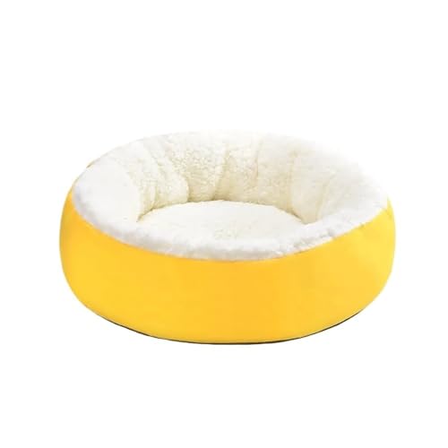 TMAOZW Bequemes, warmes Katzenbett aus Plüsch for Haustiere, geeignet for Katzen oder kleine Hunde(Yellow,40cm) von TMAOZW