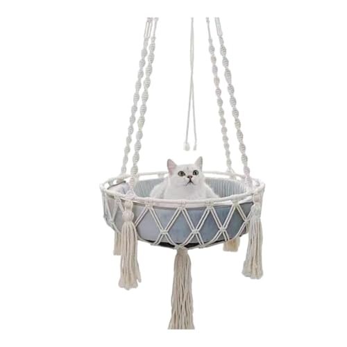 TMAOZW Hängendes Katzenhängemattenbett, Katzennest Boho handgewebte runde Katzenschaukel geeignet for Haustiere for Ausruhen und Entspannen im Freien(40CM) von TMAOZW