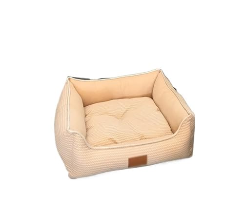 TMAOZW Haustiermatratzen Hauszubehör Atmungsaktives quadratisches Katzenbett aus Baumwolle Geeignet for den Innenbereich Auf der Seite Auf dem Boden Garten(Beige,65x60x20cm) von TMAOZW