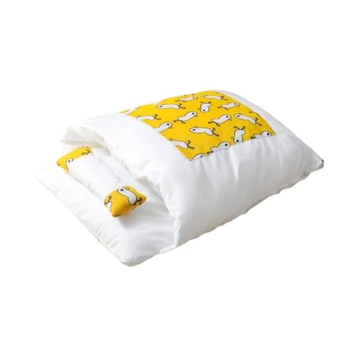 TMAOZW Katzenbett, Höhlenschlafsack, selbstwärmende Unterlage, Haustiersack, Versteck mit Kissen, geeignet for Hauskatzen, waschbar, for kleine Hunde(Yellow,L) von TMAOZW