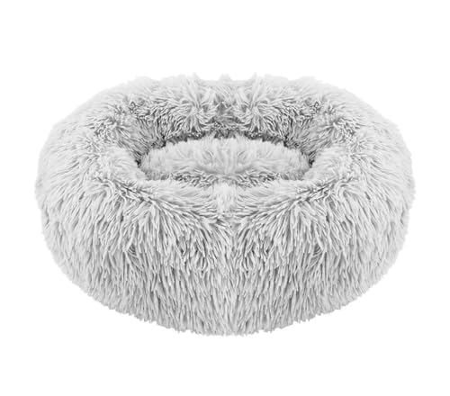 TMAOZW Katzenhaus, Haustier-Hundebett, rund, Plüschmatte, Sofa, geeignet for Katzen oder kleine Hunde(Light Gray,60cm) von TMAOZW
