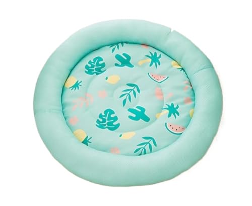 TMAOZW Runde Haustier-Katzenmatte, Sommer-Kühlmatte, Eiskissen, Hunde-/Katzen-Schlafmatten, geeignet for Hauskatzen, waschbar, for kleine Hunde(Green2,40cm) von TMAOZW