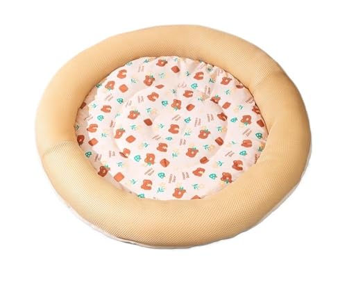 TMAOZW Runde Haustier-Katzenmatte, Sommer-Kühlmatte, Eiskissen, Hunde-/Katzen-Schlafmatten, geeignet for Hauskatzen, waschbar, for kleine Hunde(Orange,50cm) von TMAOZW