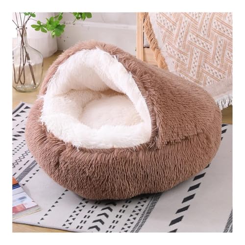 TMAOZW Rundes, Flauschiges Haustierbett for kleine und mittelgroße Hunde, maschinenwaschbar, Hundesofa, geeignet for Betten, Innenkatzen, kleines Hundebett, waschbar(Brown,Round_80CM) von TMAOZW