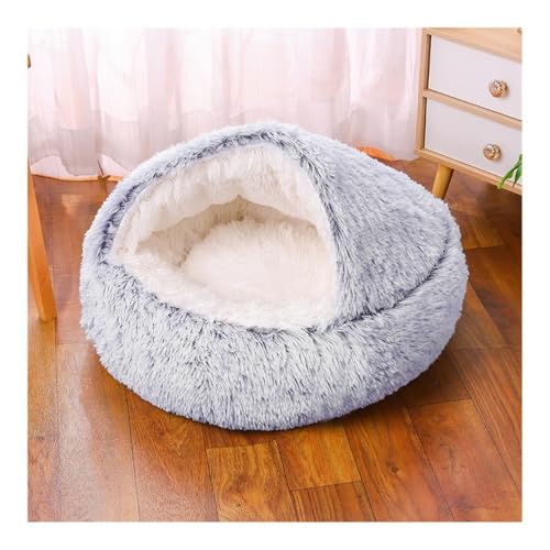 TMAOZW Rundes, Flauschiges Haustierbett for kleine und mittelgroße Hunde, maschinenwaschbar, Hundesofa, geeignet for Betten, Innenkatzen, kleines Hundebett, waschbar(Grey-1,ROUND_80CM) von TMAOZW