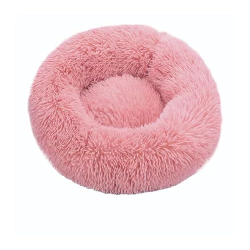 TMAOZW Rundes Katzenbett, superweiches langes Plüsch-Hundehütten-Katzenbett for den Winter, warmes Bett, geeignet for Betten, Innenkatzen, kleines Hundebett, waschbar(Pink,50cm) von TMAOZW
