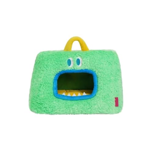 TMAOZW Warmes Plüschhaus for Katzen, Winter-Fleece-Schlafkissen for Haustiere, Zwinger for Welpen, geeignet for Haustiere, die sich im Freien ausruhen und entspannen(Green monster) von TMAOZW