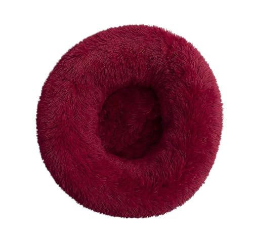 TMAOZW Zwinger Katzenzwinger Hundezwinger Abnehmbarer und waschbarer runder Plüsch-Haustierzwinger Geeignet for den Innenbereich Auf der Seite Auf dem Boden Garten(Wine red,80x80CM) von TMAOZW
