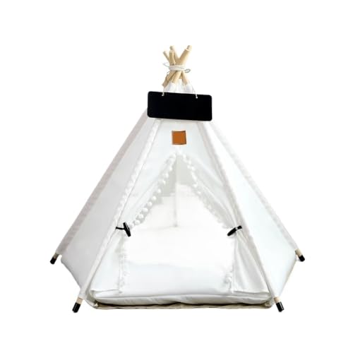 Tipi-Zelt for Haustiere, Katzen und Hunde, tragbar, abnehmbar und waschbar, Hundehütte, geeignet for Ausruhen und Entspannen im Freien(White Canvas-Ball,L-5-corner Tent) von TMAOZW
