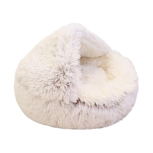 TMAOZW Warmes Hunde-/Katzenbett, rund, Katzenhaus, Höhle, Haustier-/Kätzchenkissen, geeignet for den Innenbereich, seitlich, auf dem Boden, Garten(Coffee,40cm) von TMAOZW