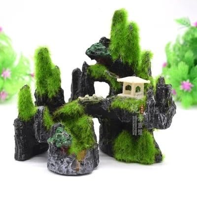 Windmühle aus Kunstharz mit Luftpumpe, Aquarium-Ornament, kann das Wasserrad drehen, geeignet als Aquarium-Ornament, Dekoration, Landschaftsdekoration(D4) von TMAOZW