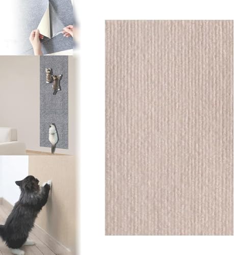 DIY Climbing Cat Scratcher Mat,Trimmable Wall Mounted Cat Scratcher Climber Pad,Self-Adhesive Cat Scratching Carpet,Removable and Reusable Furniture Protector for Couch,Wall,Bed (Beige,30x100cm) von TMERIC