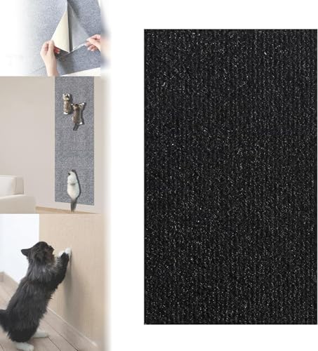 DIY Climbing Cat Scratcher Mat,Trimmable Wall Mounted Cat Scratcher Climber Pad,Self-Adhesive Cat Scratching Carpet,Removable and Reusable Furniture Protector for Couch,Wall,Bed (Black,30x100cm) von TMERIC