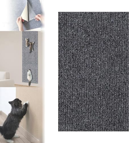 DIY Climbing Cat Scratcher Mat,Trimmable Wall Mounted Cat Scratcher Climber Pad,Self-Adhesive Cat Scratching Carpet,Removable and Reusable Furniture Protector for Couch,Wall,Bed (Dark Gray,60x100cm) von TMERIC