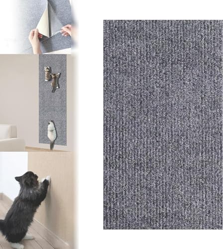 DIY Climbing Cat Scratcher Mat,Trimmable Wall Mounted Cat Scratcher Climber Pad,Self-Adhesive Cat Scratching Carpet,Removable and Reusable Furniture Protector for Couch,Wall,Bed (Light Gray,30x100cm) von TMERIC