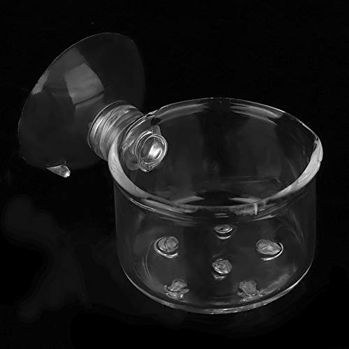 Aquarium-Futterspender, Acryl-Aquarium-Futterbecher, Behälterzubehör mit Saugnapf, Transparenter Aquarium-Rotwurm-Garnelen-Futterspender (Lochbecher aus Glas (geeignet für von TMISHION
