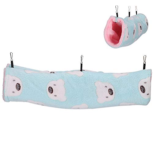 TMISHION Hamster-Tunnel-Spielzeug, Grünes Kleines Bärenmuster, Weiches Plüsch-Hängehaus für Hamster, Kleines Haustier-Versteck, Warmes Tunnel-Baumwollnest für Kleine Tiere (L) von TMISHION